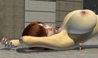breasts giantess small_man city buildings huge_breasts red_hair lying_down redfiredog digital_render