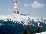 collage mega swimsuit wonderslug mountains snow sky looking_at_viewer lindsey_vonn furry_boots skis