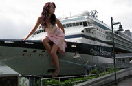 giantess collage barefoot cleavage brunette dress sitting legs cruise_ship jr pedicure ships