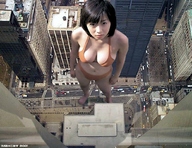 giantess collage swimsuit cleavage asian street vehicles skyscrapers maxcat between_buildings downward_angle