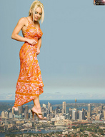 collage feet city mega blonde destruction clothed high_heels dress mikeyboy looking_down skyscraper sky