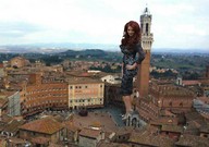 giantess collage clothed buildings red_hair dress tower italy siena zed782