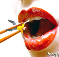 giantess collage vore tongue teeth saliva lips shrunken_men men lipstick screaming chopsticks spawngts