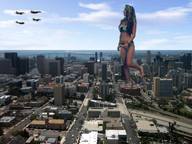 collage city mega swimsuit barefoot military jets skyscrapers sky alla ilona