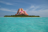 collage mega cleavage ocean island wonderslug lying_down airplane sky sunbathing