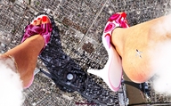 collage city mega high_heels buildings airplane pedicure toe_ring ankle_bracelet giantess_feet downward_angle digital_render