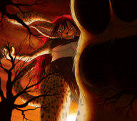 macro anthro cleavage low_angle looking_down night foot_pov stampydragon point_of_view looking_at_viewer prehistoric_pawshot