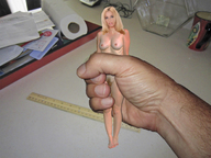 breasts nude blonde giant male handheld shrunken_woman ruler looking_at_viewer lastcall41