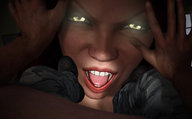 giantess vore low_angle cruel dangle point_of_view imminent_vore labean glowing_eyes digital_render