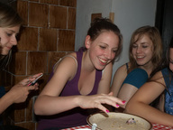 collage kneeling hand worship reaching women plate smile looking_at_victim filming implied_vore