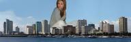 collage city mega brunette boats skyscrapers sky looking_at_viewer waterfront alla ilona