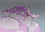 drawing pokemon furry anthro low_angle paws looking_down foot_pov point_of_view mienshao restluck