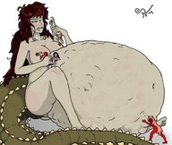 nude vore color handheld saliva sitting demoness stuffed dragon_girl big_belly pony-vore