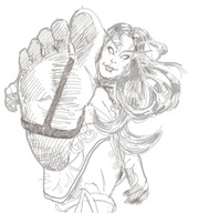 drawing giantess crush feet monochrome domination foot_pov under_foot point_of_view stuck_to_foot theborrowergts night_elf_crusher