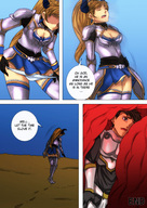 giantess pussy panties small_man comic butt sword handheld cleavage anal boots anal_insertion uniform fighting caught set panels kibate looking_at_tiny
