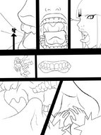 drawing giantess vore comic monochrome mouth shrunken_men shrunken_man inside_mouth juri point_of_view inhaled gtscommissionfanart afro_vs_juri inhale