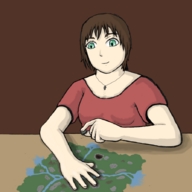 drawing giantess mega color green_eyes teasing hand_crush