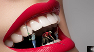 giantess collage mouth teeth close_up red_lips marcrtr applying_lipstick