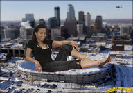 collage city clothed high_heels buildings helicopter skyscraper dark_skin looking_at_viewer sports_stadium lowerrider freema_agyeman metrodome minneapolis minnesota