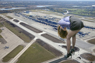 giantess collage landscape clothed high_heels brunette wonderslug nylons airplane airport miranda_kerr runway ducking