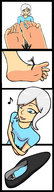 breasts drawing gentle giantess white_hair feet comic color blue_eyes barefoot soles susan shoes ginormica short_hair foot_play hugging monsters_vs_aliens point_of_view jj-psychotic susan_murphy