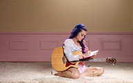 collage brunette shrunken_men sitting legs carpet body exploration guitar floor writing katy_perry