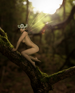 collage wings fantasy fairy tree shrunken_woman woods forest outdoors
