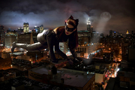 giantess collage city mega buildings brunette suit night anne_hathaway catwoman city_lights giantesscity thief spotlight dc_comics gotham_city