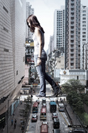 giantess collage city clothed traffic brunette walking holding streets vehicles sneakers converse vortex_gts holding_vehicle
