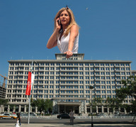 giantess collage city blonde long_hair buildings helicopter low_angle wonderslug sky jennifer_aniston above_building