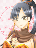 breasts drawing gentle small_man manga black_hair cleavage dynasty_warriors small_image lian_shi super_deformed between_breasts