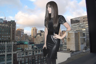 giantess collage city buildings brunette wonderslug kate_beckinsale leather_dress