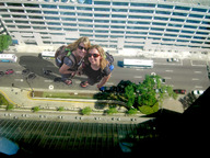 giantess collage city blonde smiling wonderslug foot_print giantesses streets flip_flops looking_at_viewer vehicle_crush rooftop_view downward_angle