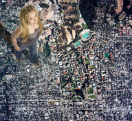 collage city mega blonde clothed wonderslug foot_print aerial_view looking_at_viewer hayden_panettiere downward_angle