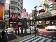 giantess collage city blonde clothed buildings wonderslug standing streets pedestrians