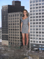giantess collage city brunette smiling wonderslug dress legs between_buildings leighton_meester