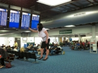 giantess collage clothed high_heels huge_breasts unknown_artist people airport lobby