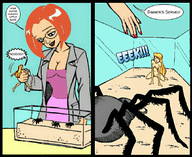 drawing handheld cleavage story shrunken_woman cage cruel panels spider