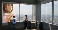 giantess collage city brunette wonderslug hand window filming looking_in