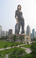 giantess collage city clothed buildings brunette low_angle park wonderslug