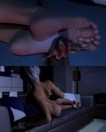 white_hair nude feet red_hair sitting shrunken_woman room sofa palislama digital_render