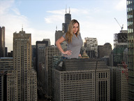 giantess collage city wonderslug skyscraper looking_at_viewer between_buildings rooftop_view nikki_sims