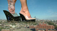 collage city mega destruction soles shoes unknown_artist platforms dirty_soles sky giantess_feet debris