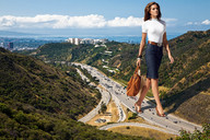 giantess collage landscape ocean high_heels traffic brunette wonderslug walking foot_print highway hillside chiara_baschetti