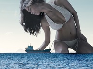 collage mega swimsuit ocean brunette kneeling looking_down garcia_accasbel ships accasbel tanker