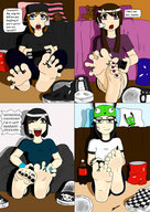feet comic color barefoot shrunken_people between_toes toe_ring nail_polish tickling gaming darkspeed7 micro_ninjas gir