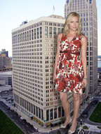 giantess collage city blonde high_heels buildings smiling wonderslug dress foot_print streets vehicle_crush laura_prepon