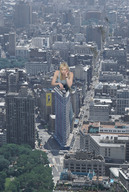 giantess collage city blonde destruction wonderslug bus skyscraper foot_print streets leaning aerial_view new_york_city laura_prepon between_buildings downward_angle flatirons_building