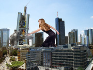 giantess collage city long_hair destruction rampage buildings brunette wonderslug dress skyscraper sky denise_richards