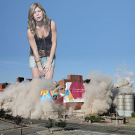 giantess collage destruction buildings low_angle wonderslug streets sky dust